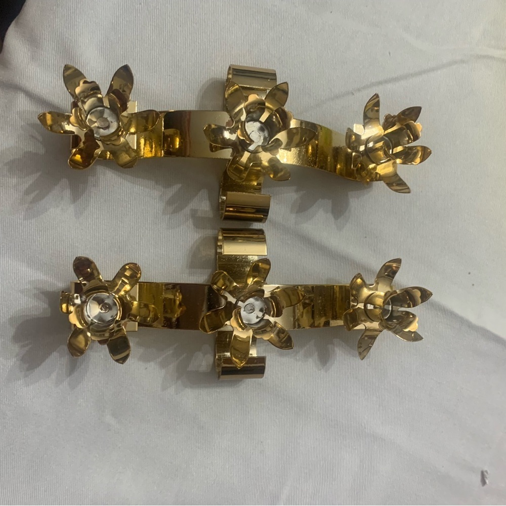 Pair of Vintage Brass Color Candelabra Candle Holders Made in Japan